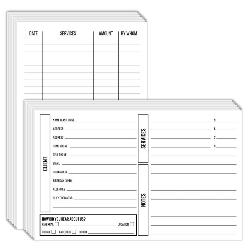 S Superfine Printing Customer Information Card â€“ Beautician, Nail, Hairdresser Cosmetologist Customer Client Contact Profile Record Cards | Printed on Premium Cardstock | 5 x 8 Inches | 50 per Pack - Image 1